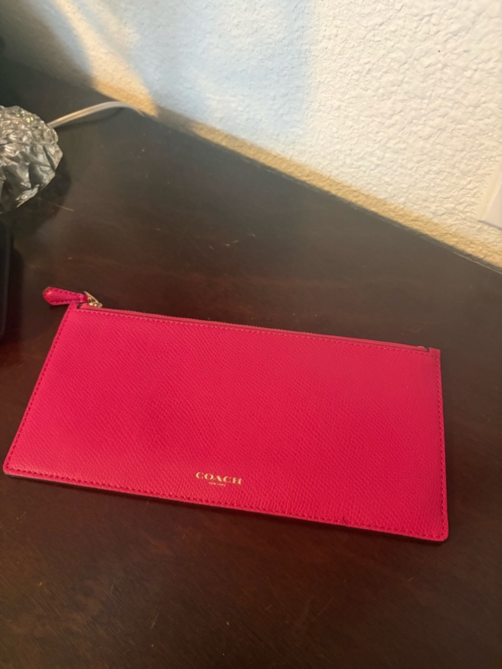 Coach Hot Pink Leather Zip Pouch
